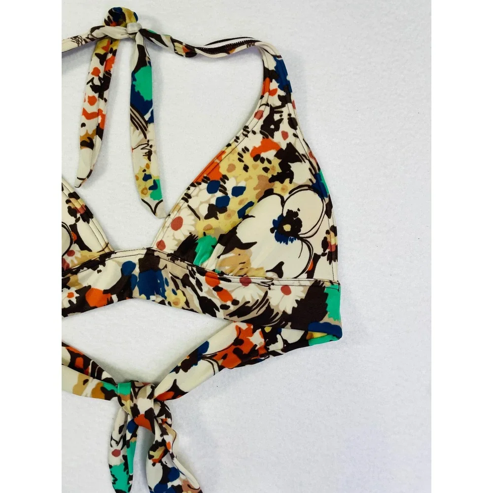 Victorias Secret Floral Bikini Set Hippie Halter T-Back Swimsuit Small Boho